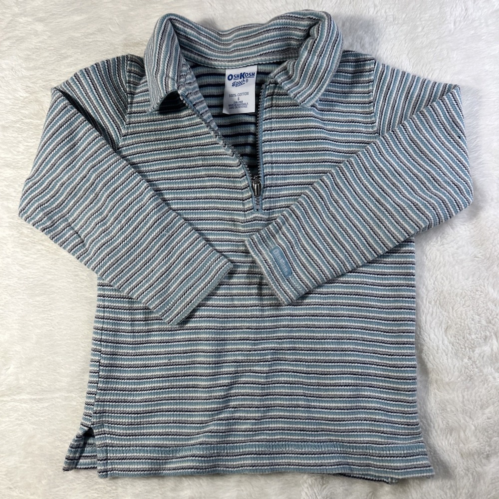 Oshkosh B'Gosh 1/4‎ Zip Striped Long Sleeve Top Girls Size 5